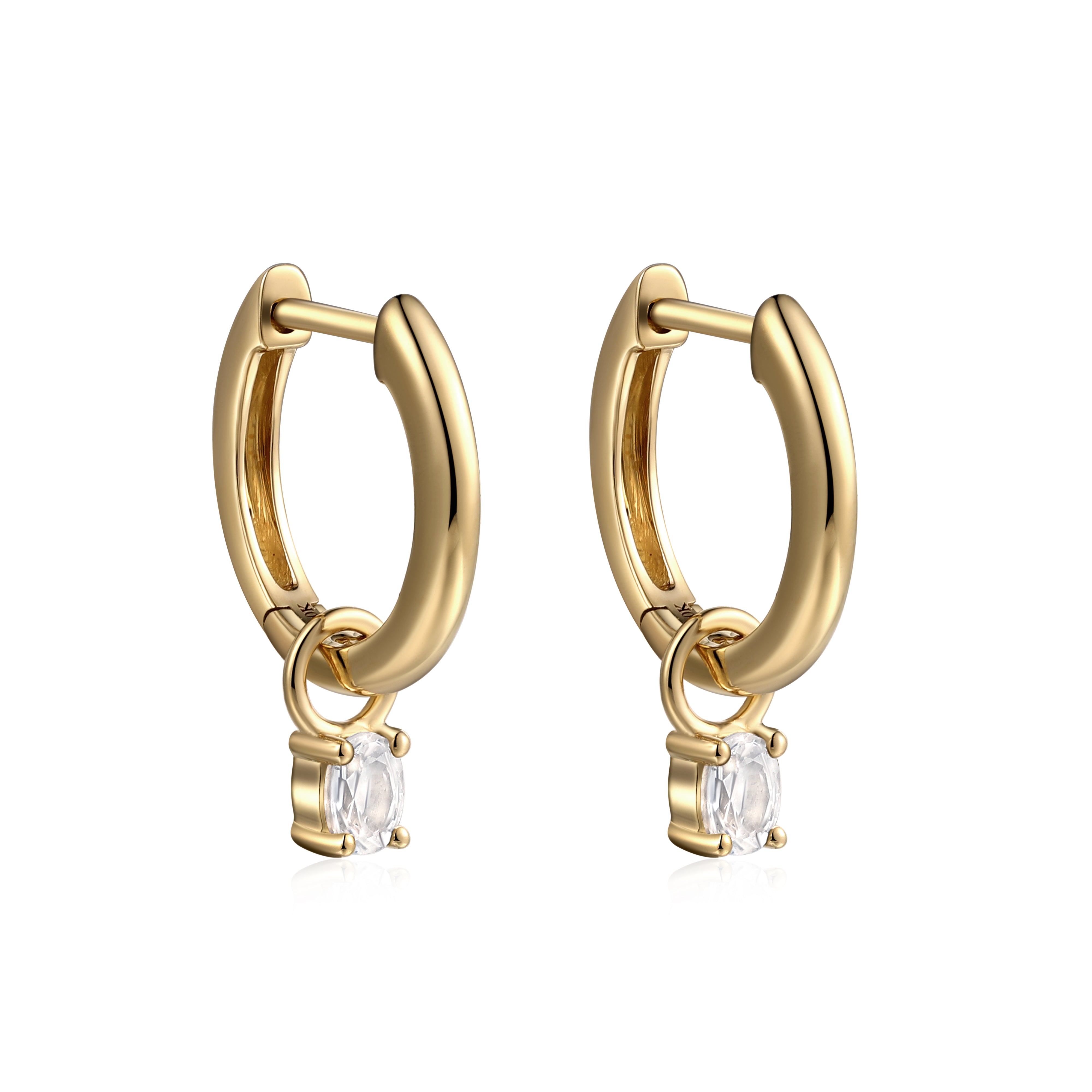 Gold Huggie Earrings with removable White Sapphire Drop