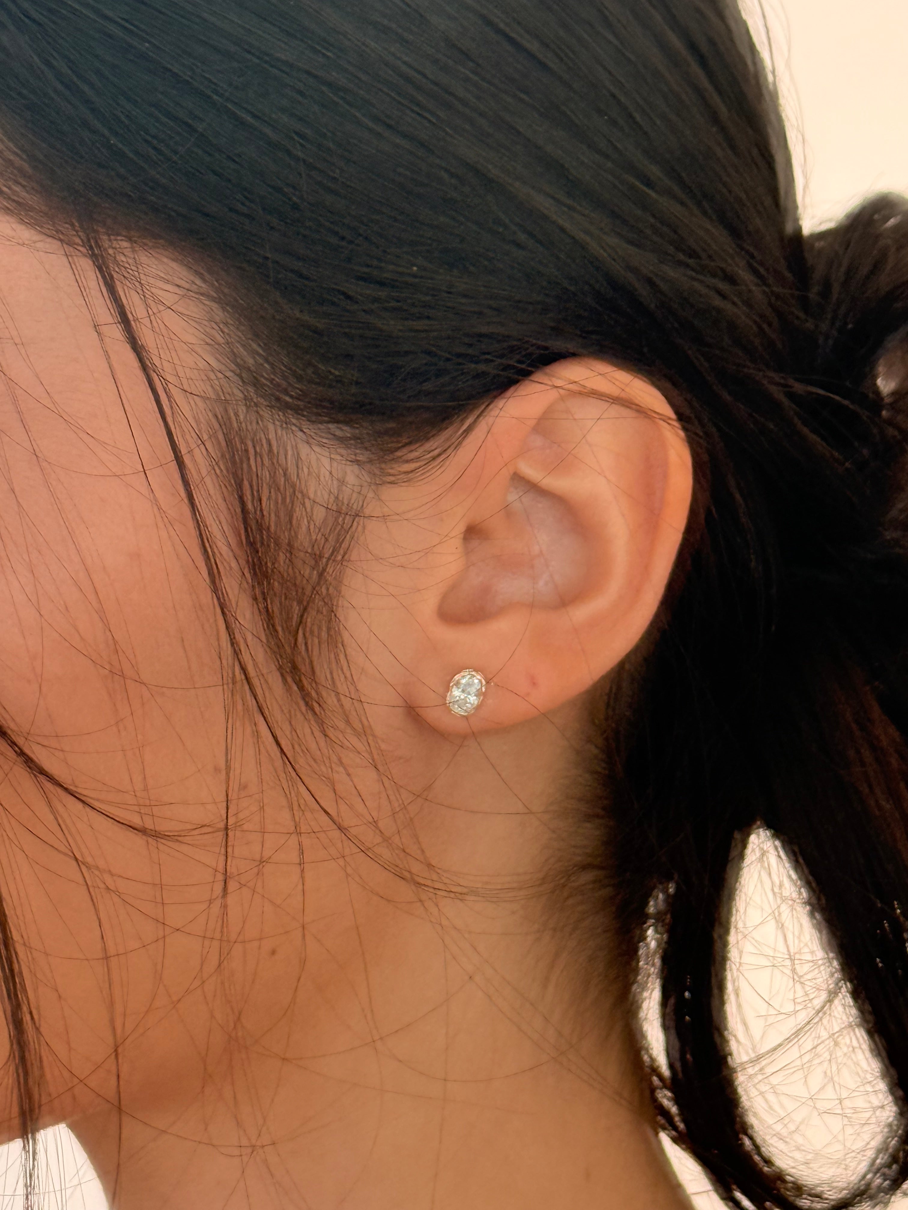 Melted Oval Lab Diamond Stud Earrings