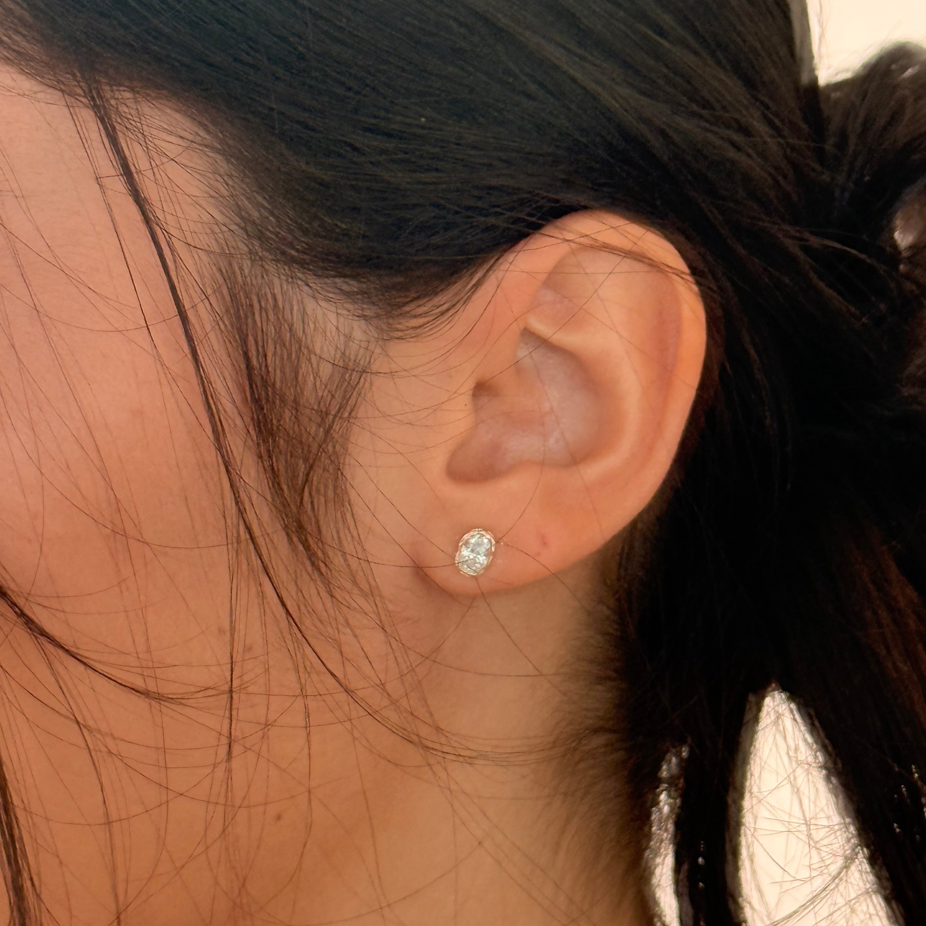 Melted Oval Lab Diamond Stud Earrings