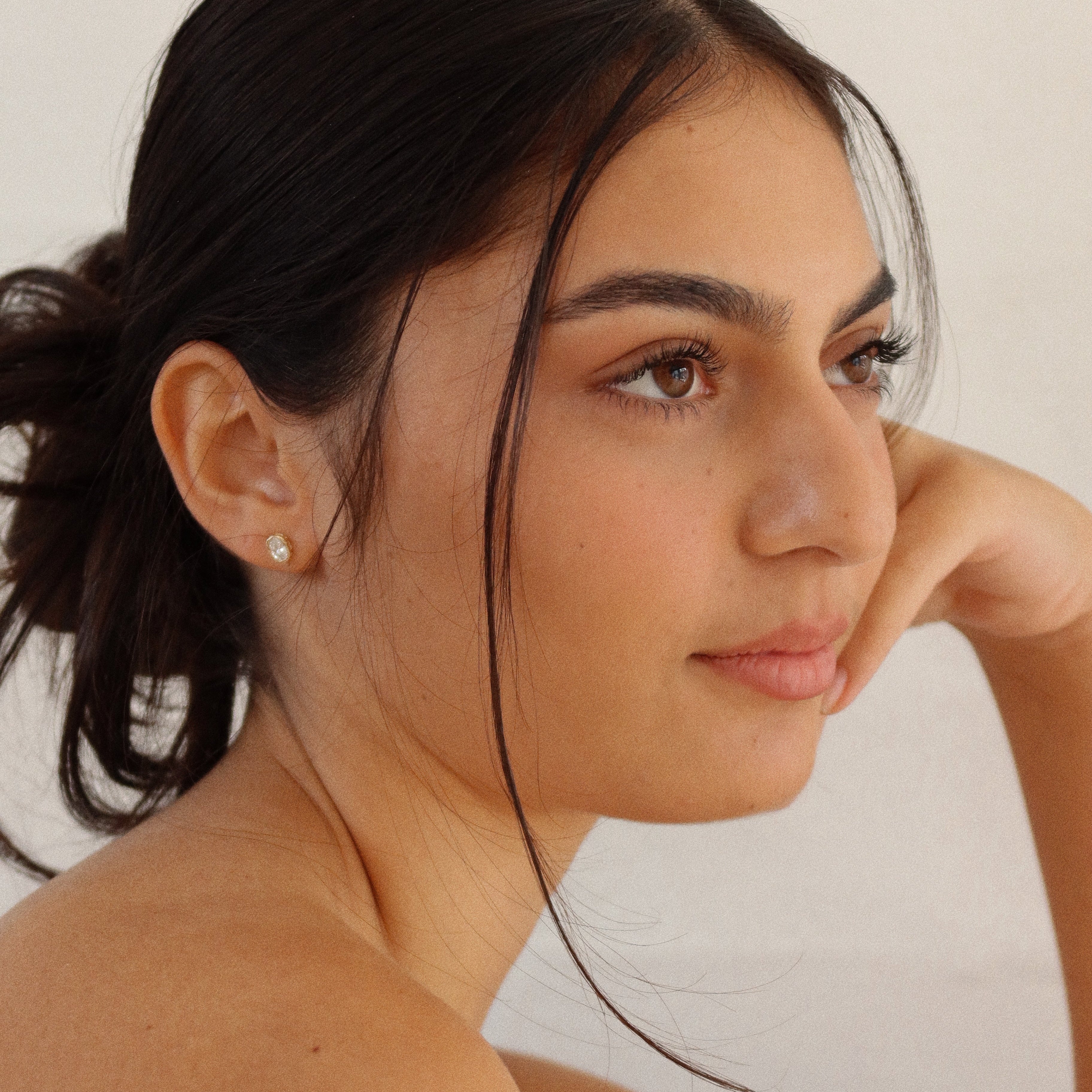 Melted Oval Lab Diamond Stud Earrings