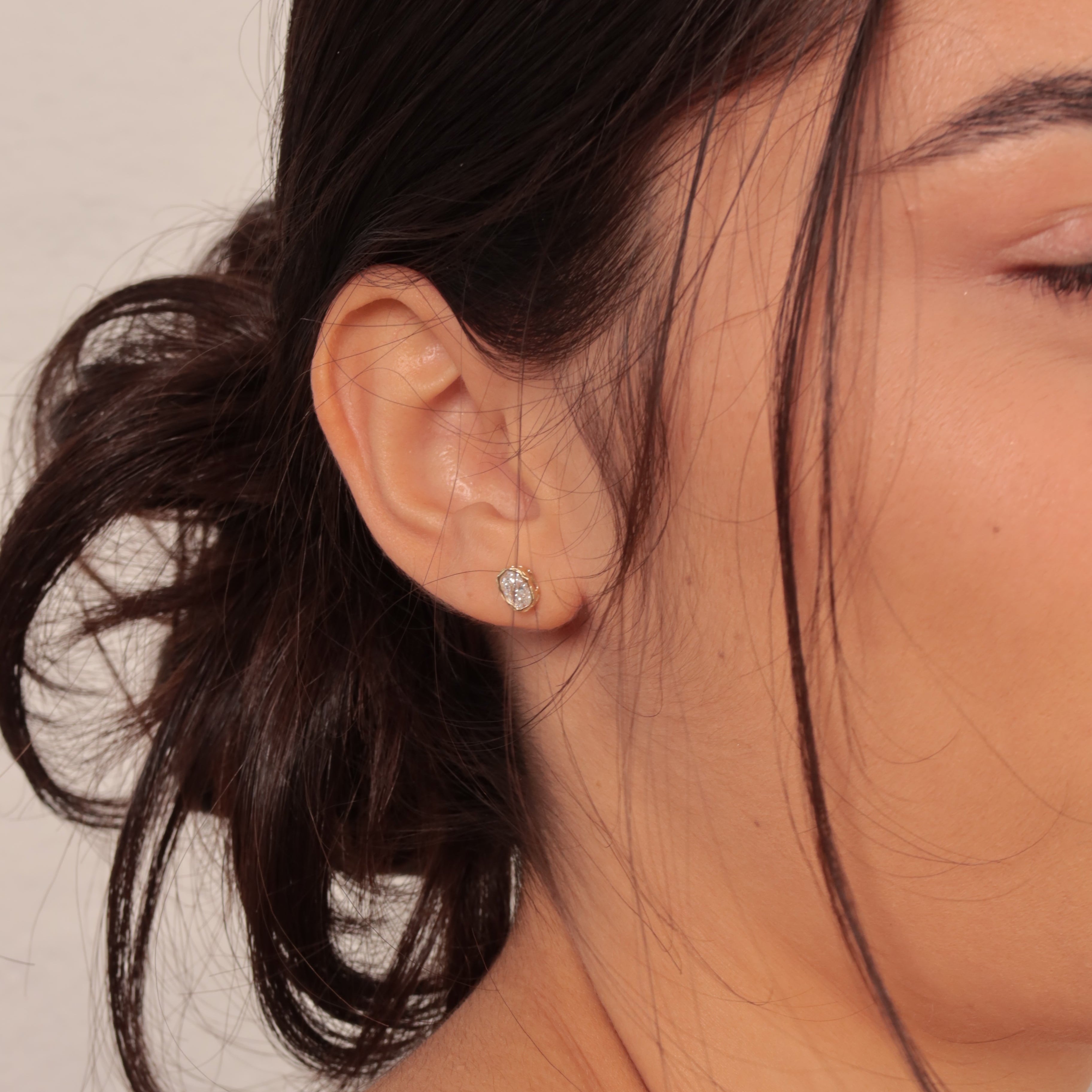 Melted Oval Lab Diamond Stud Earrings