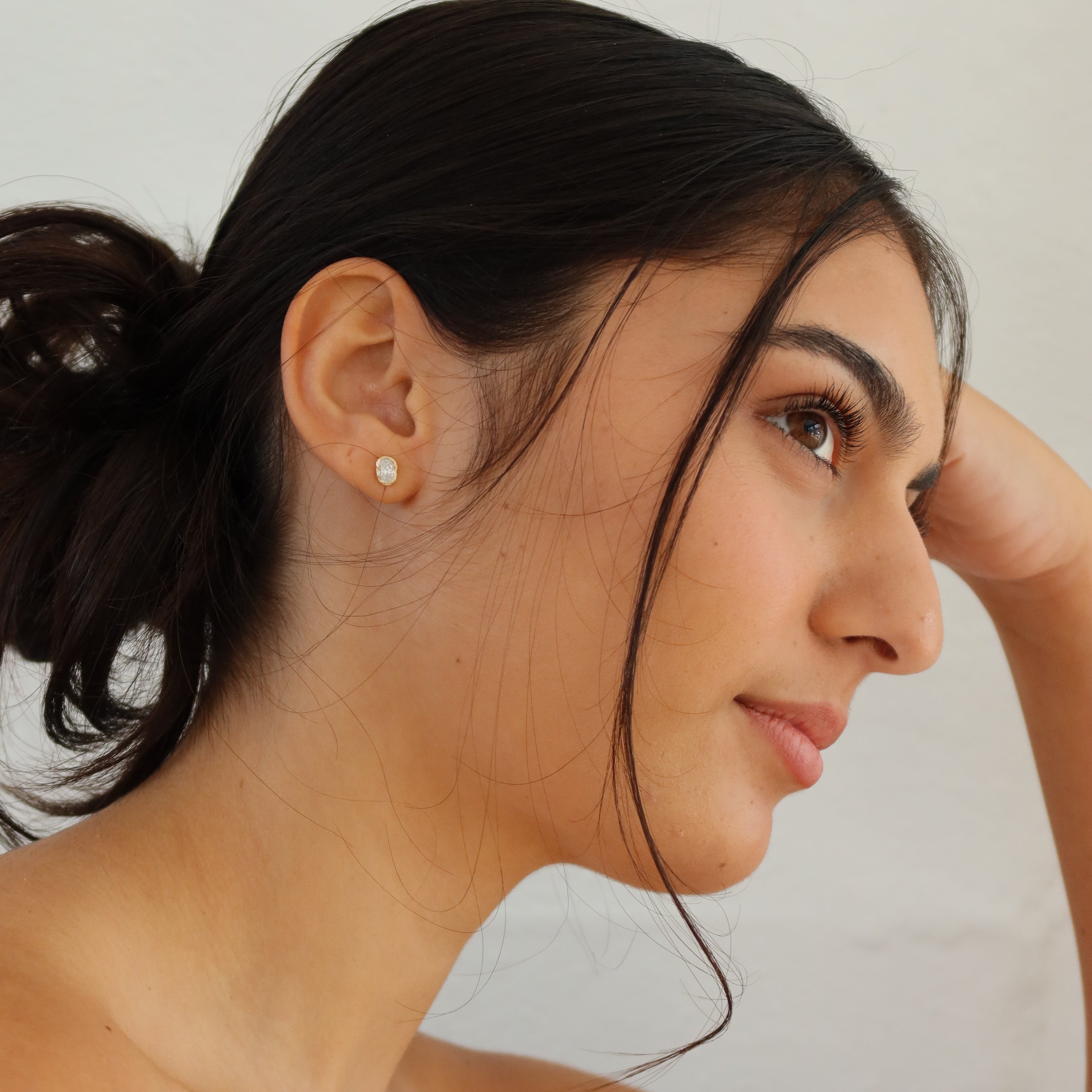 Melted Oval Lab Diamond Stud Earrings