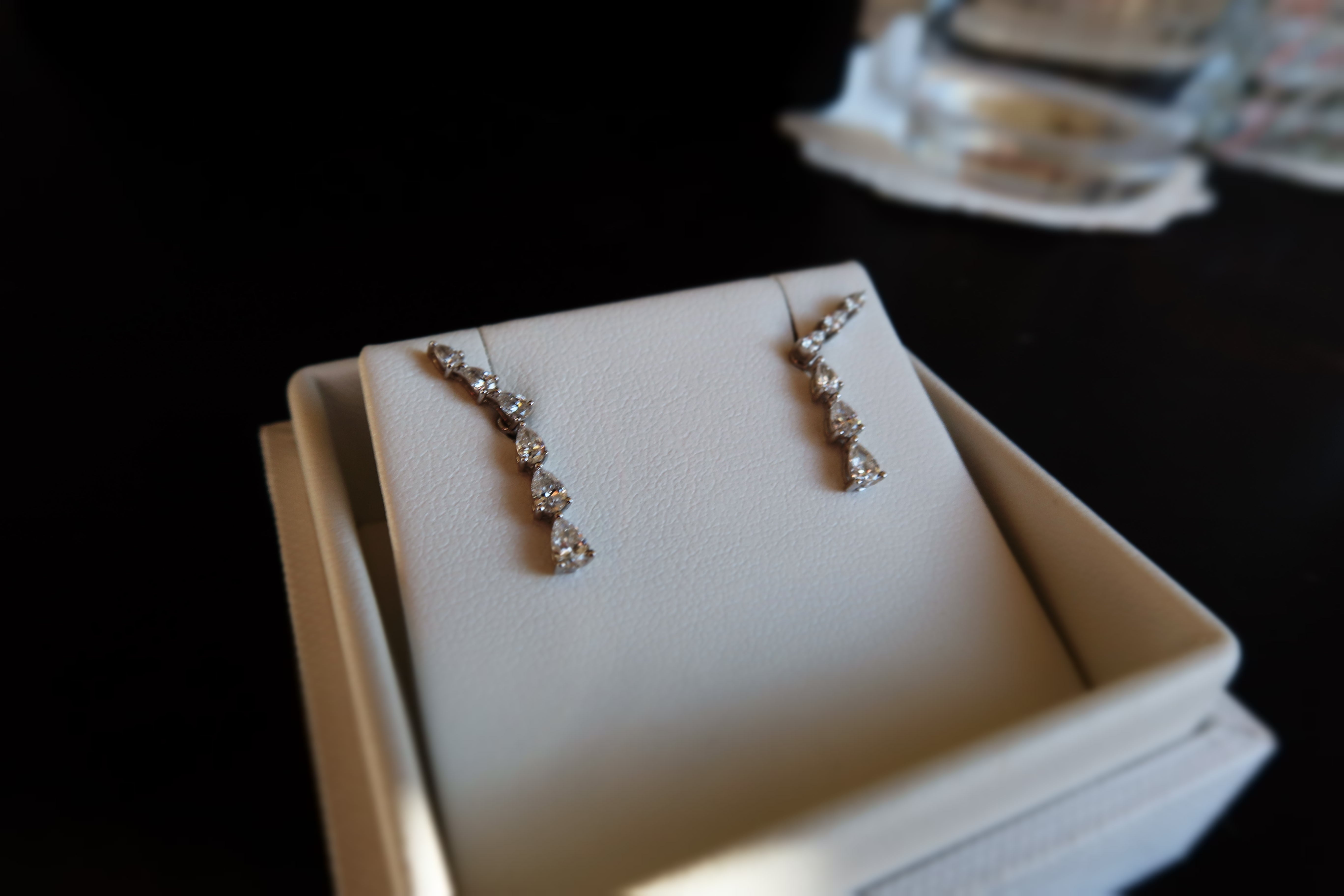 lab grown pear diamond earrings with detachable drop in 10 karat white gold