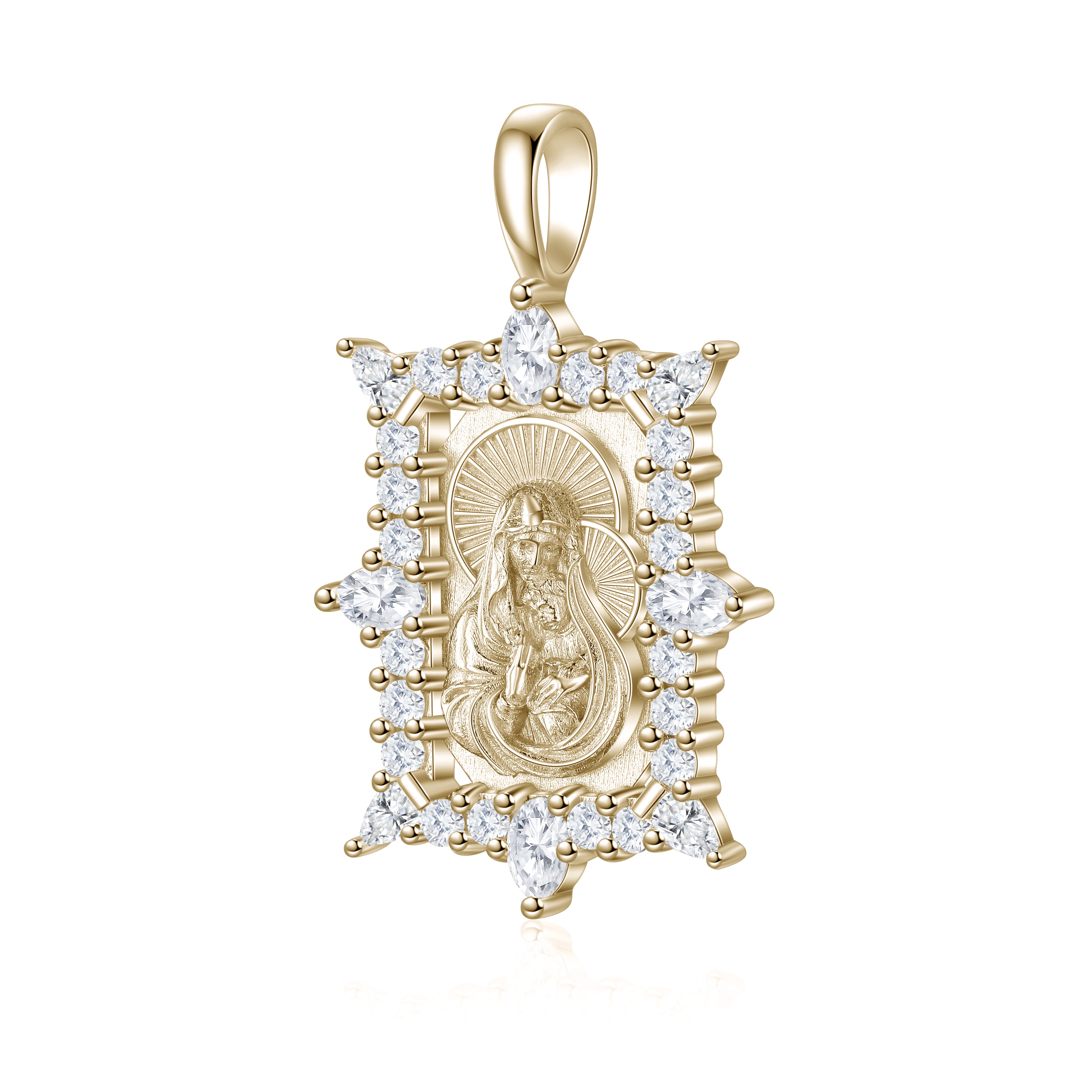 Gold Madonna Lab Diamond Pendant