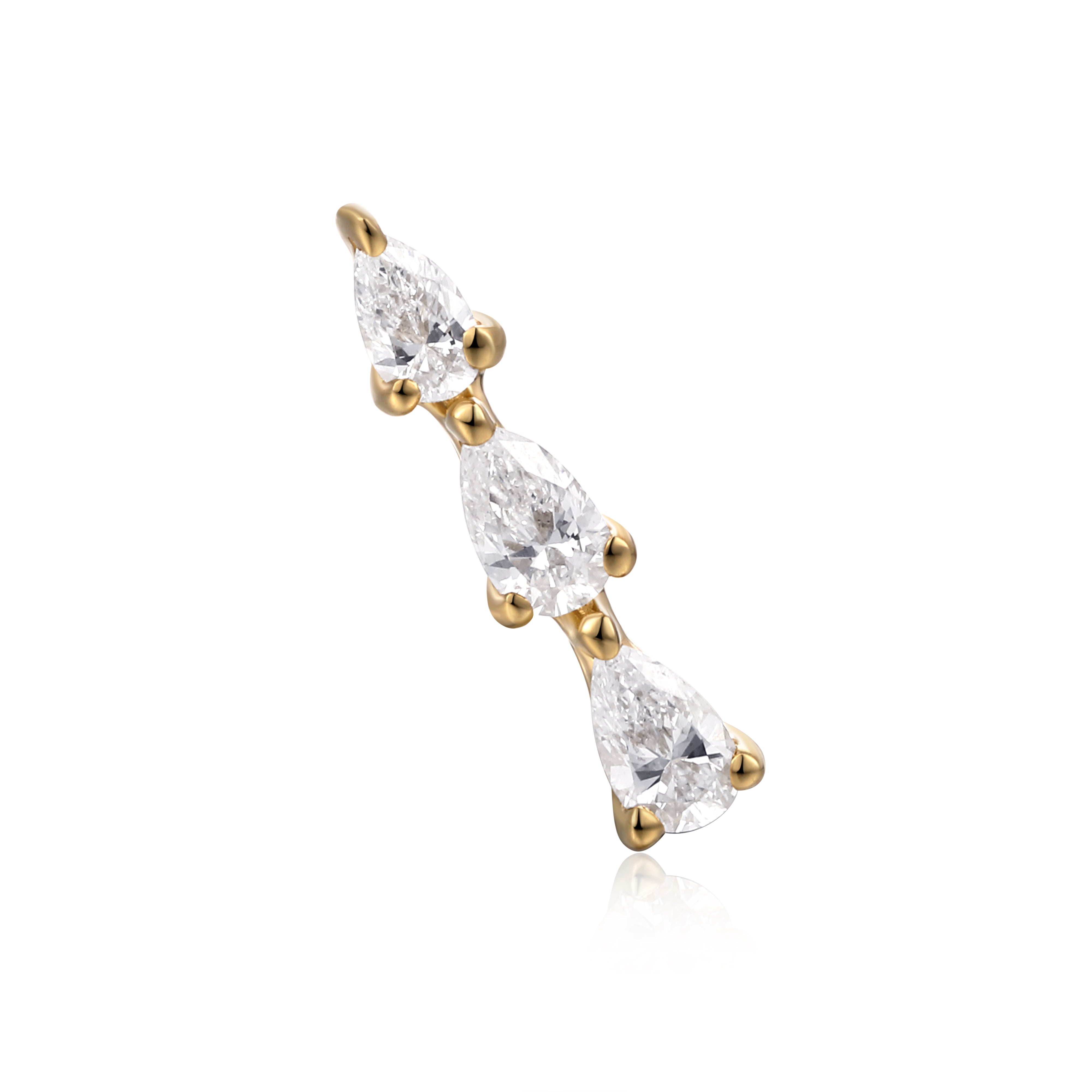lab grown pear diamond earrings with detachable drop in 10 karat yellow gold