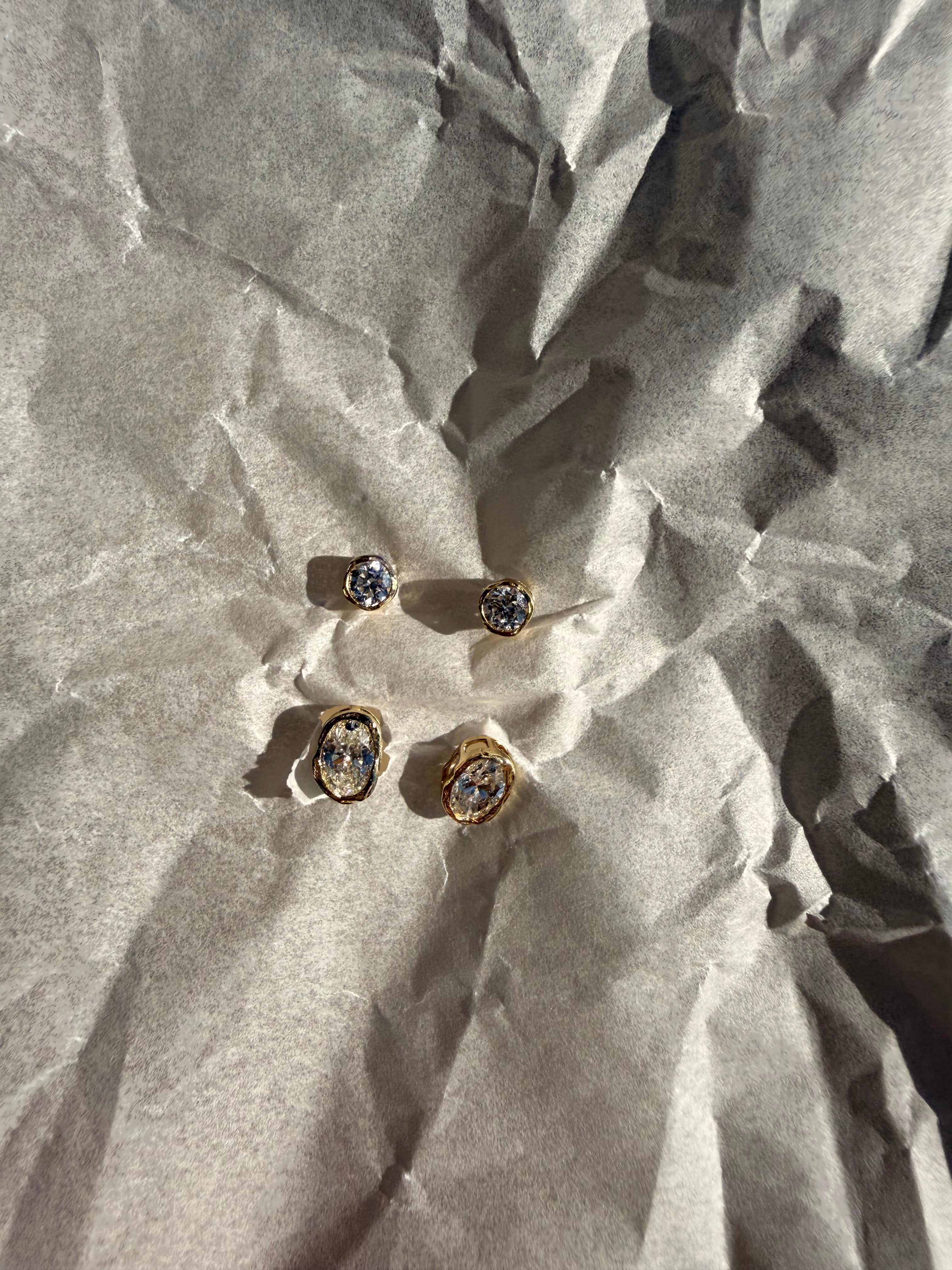 Lab Diamond Stud Earrings with Detachable Ear Jacket