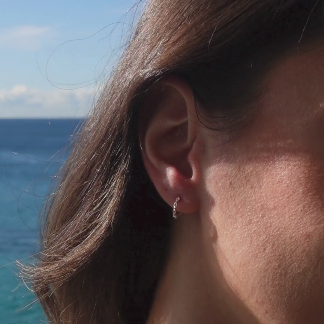 solid gold hoop earrings with sapphire stones - affordable fine jewellery