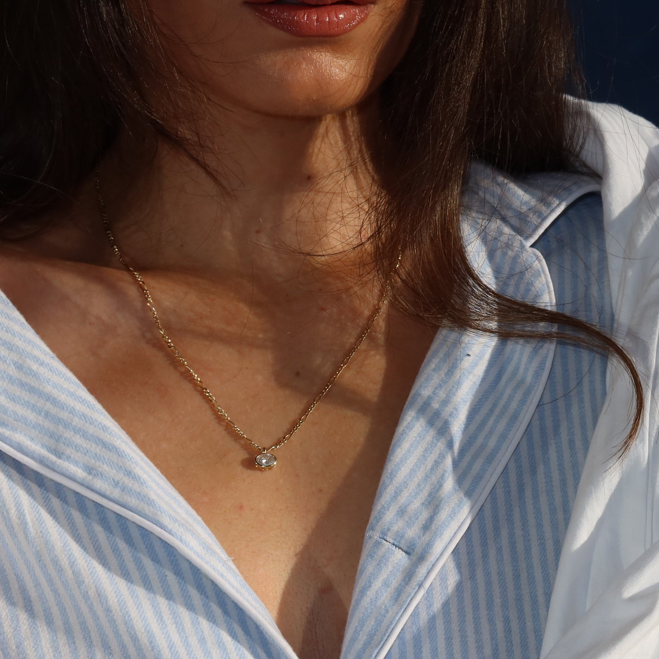 oval lab diamond pendant in 10 karat yellow gold