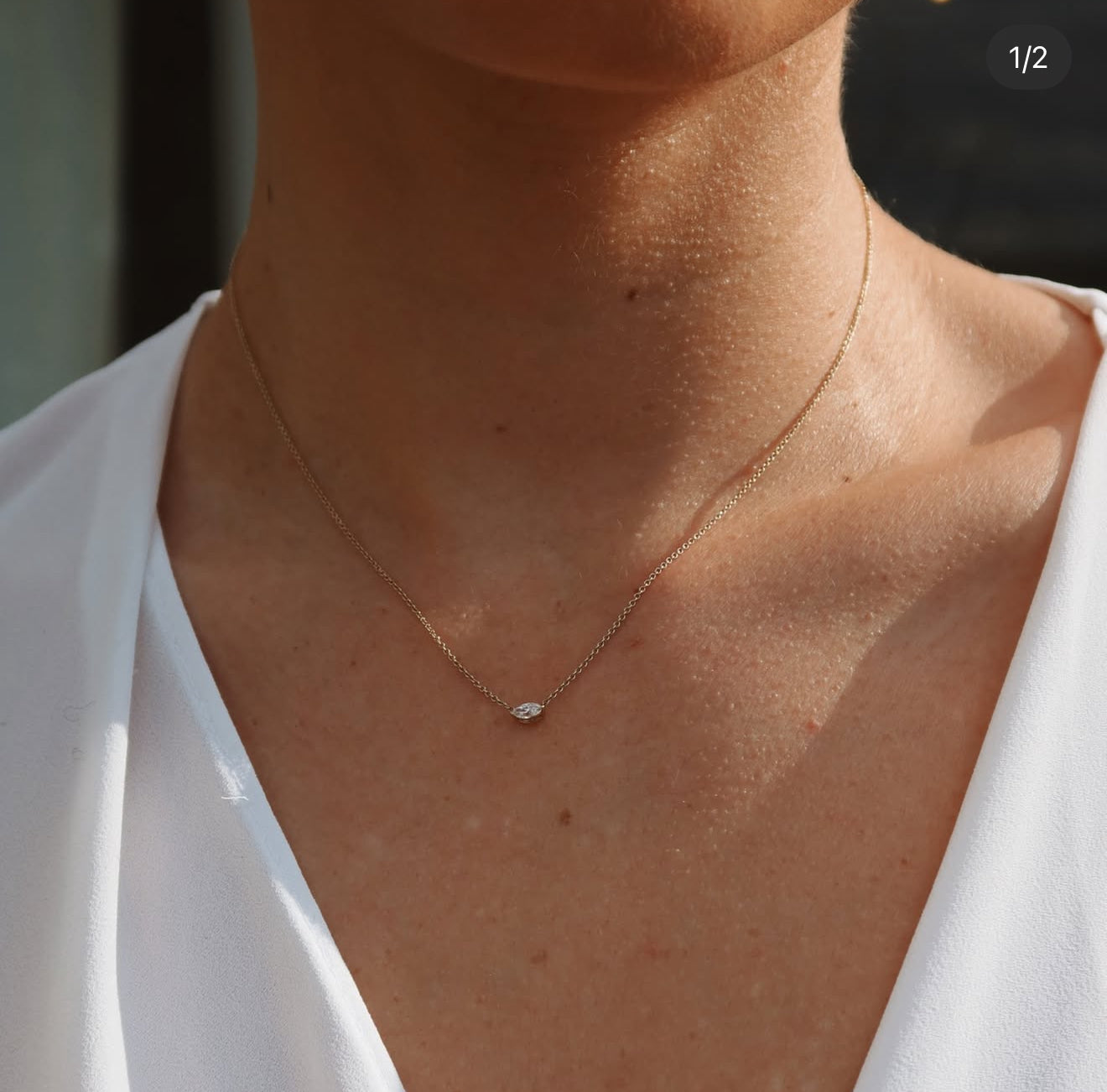 marquise lab diamond necklace in 10 karat yellow gold