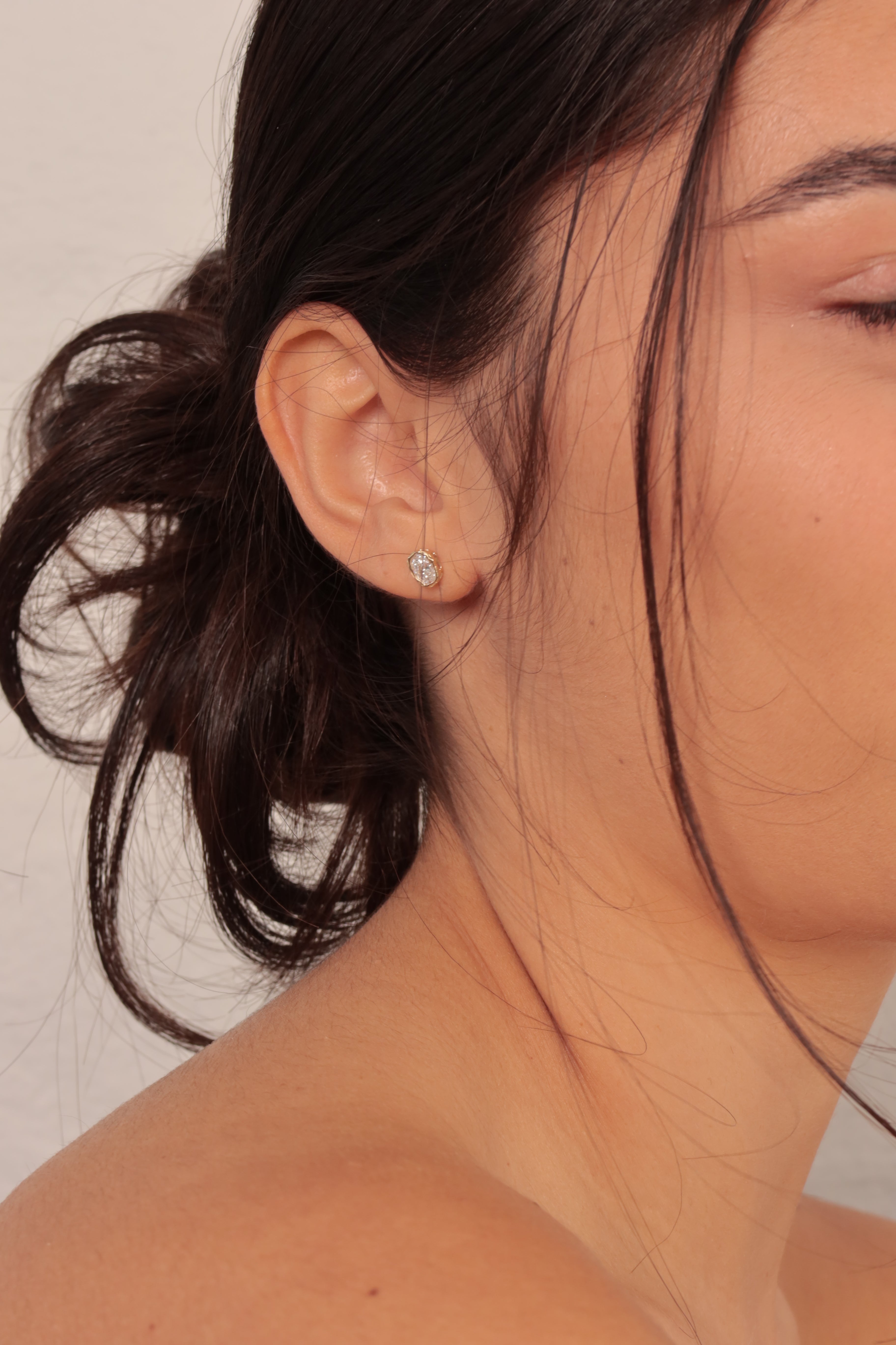 Melted Oval Lab Diamond Stud Earrings