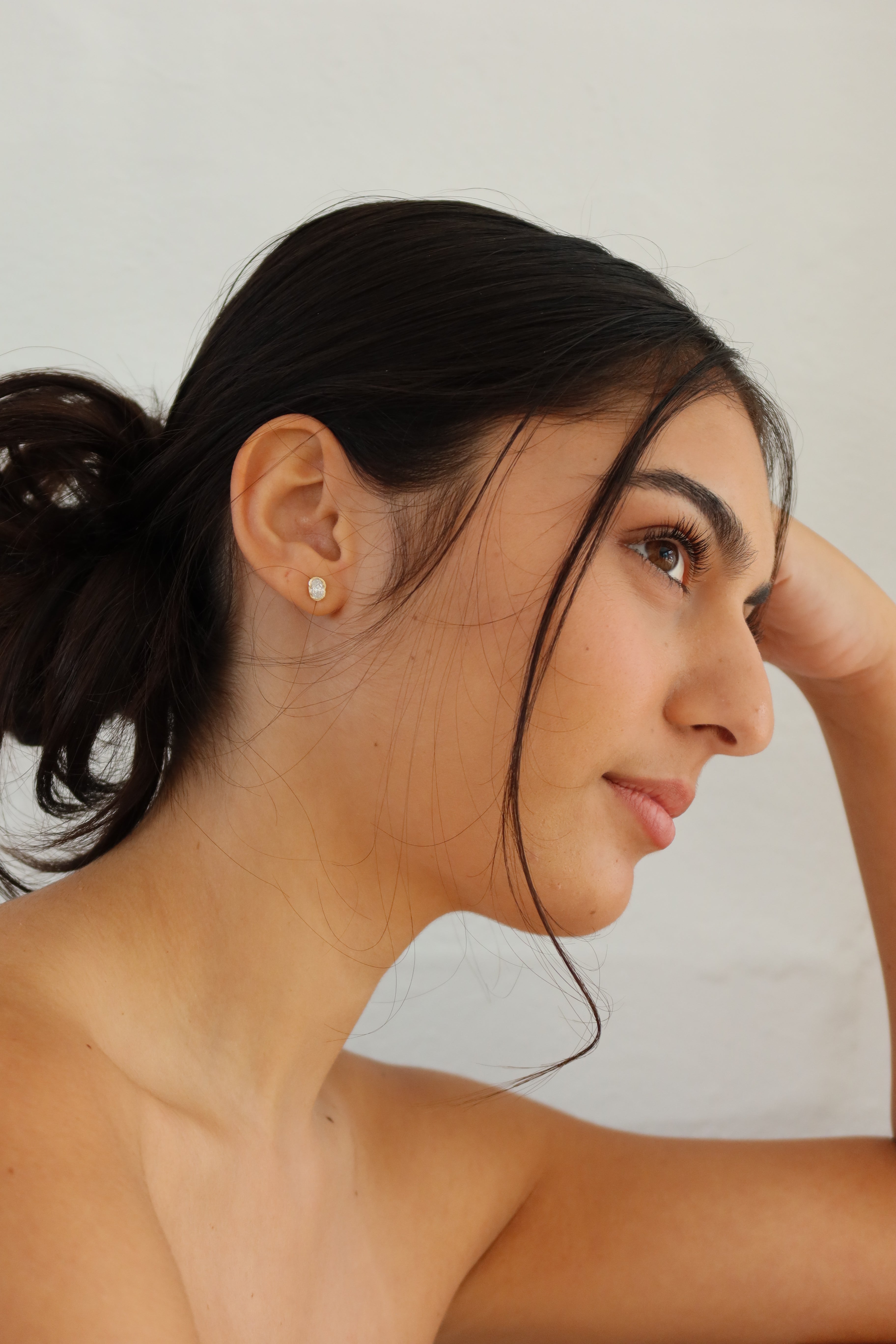 Melted Oval Lab Diamond Stud Earrings