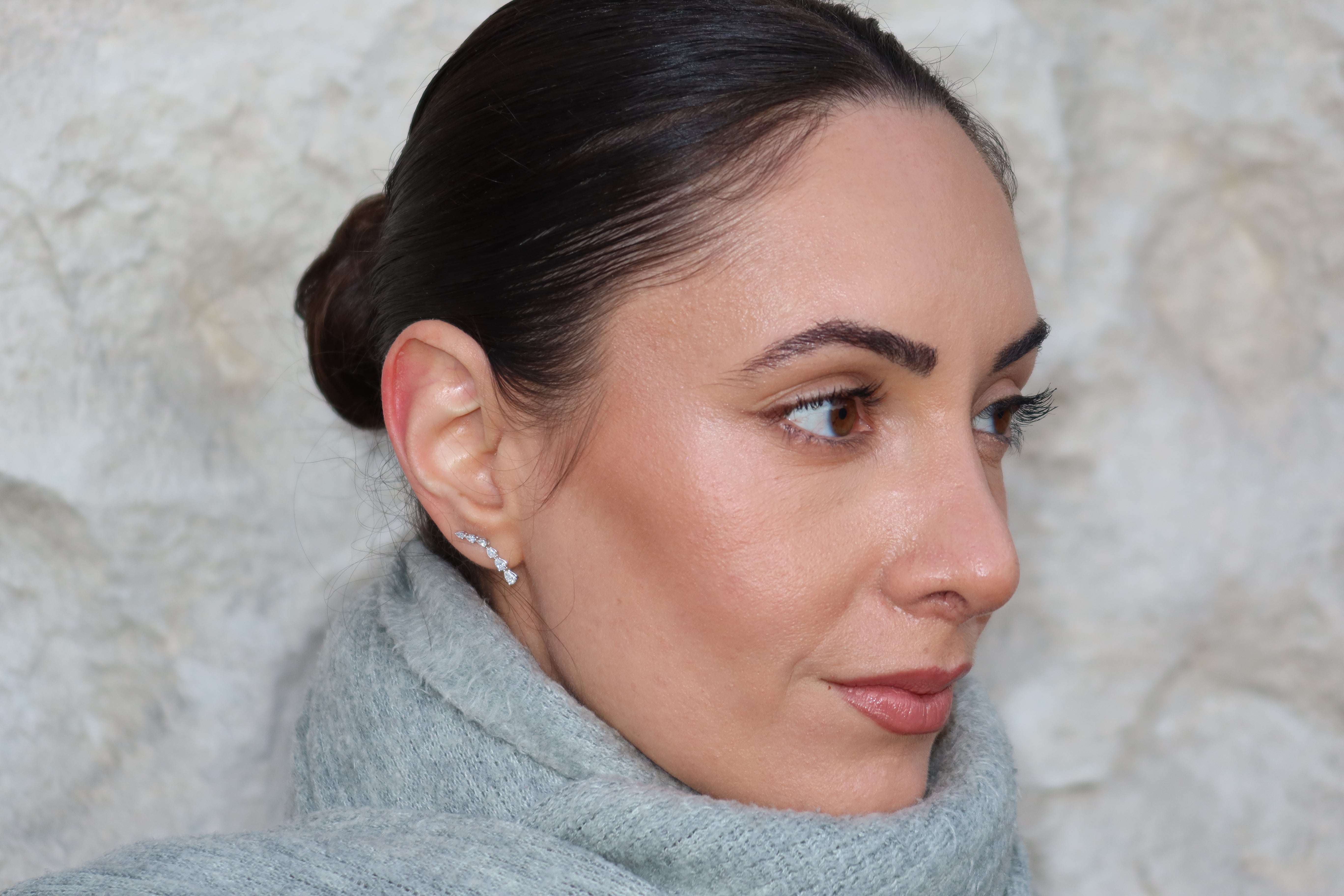 lab grown pear diamond earrings with detachable drop in 10 karat white gold