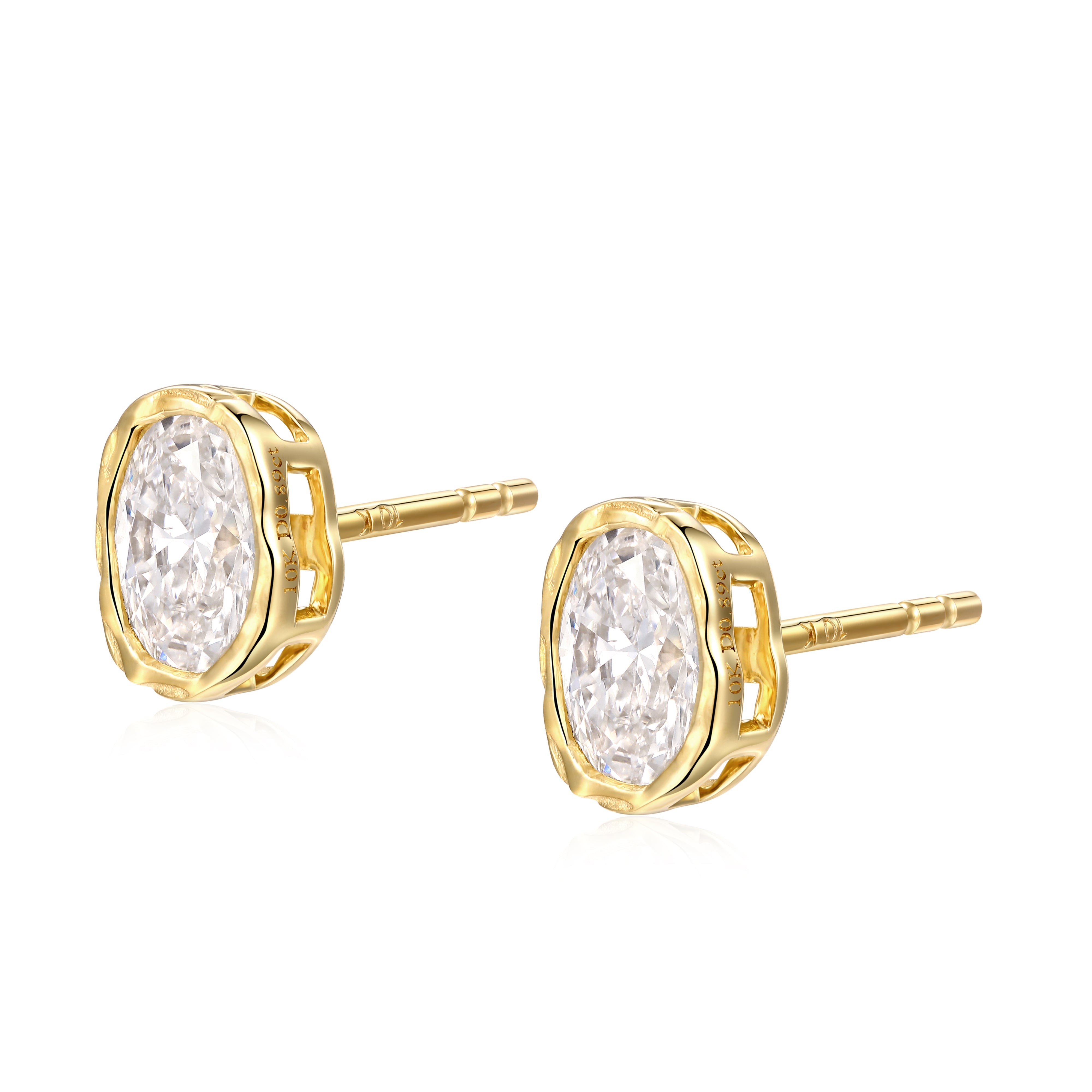 Melted Oval Lab Diamond Stud Earrings