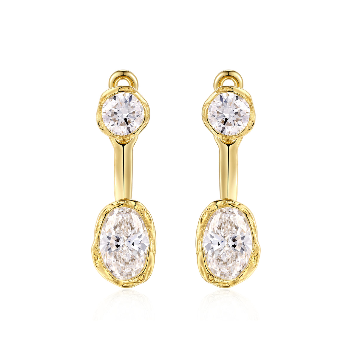 Melted Lab Diamond Earrings with Detachable Ear Jacket