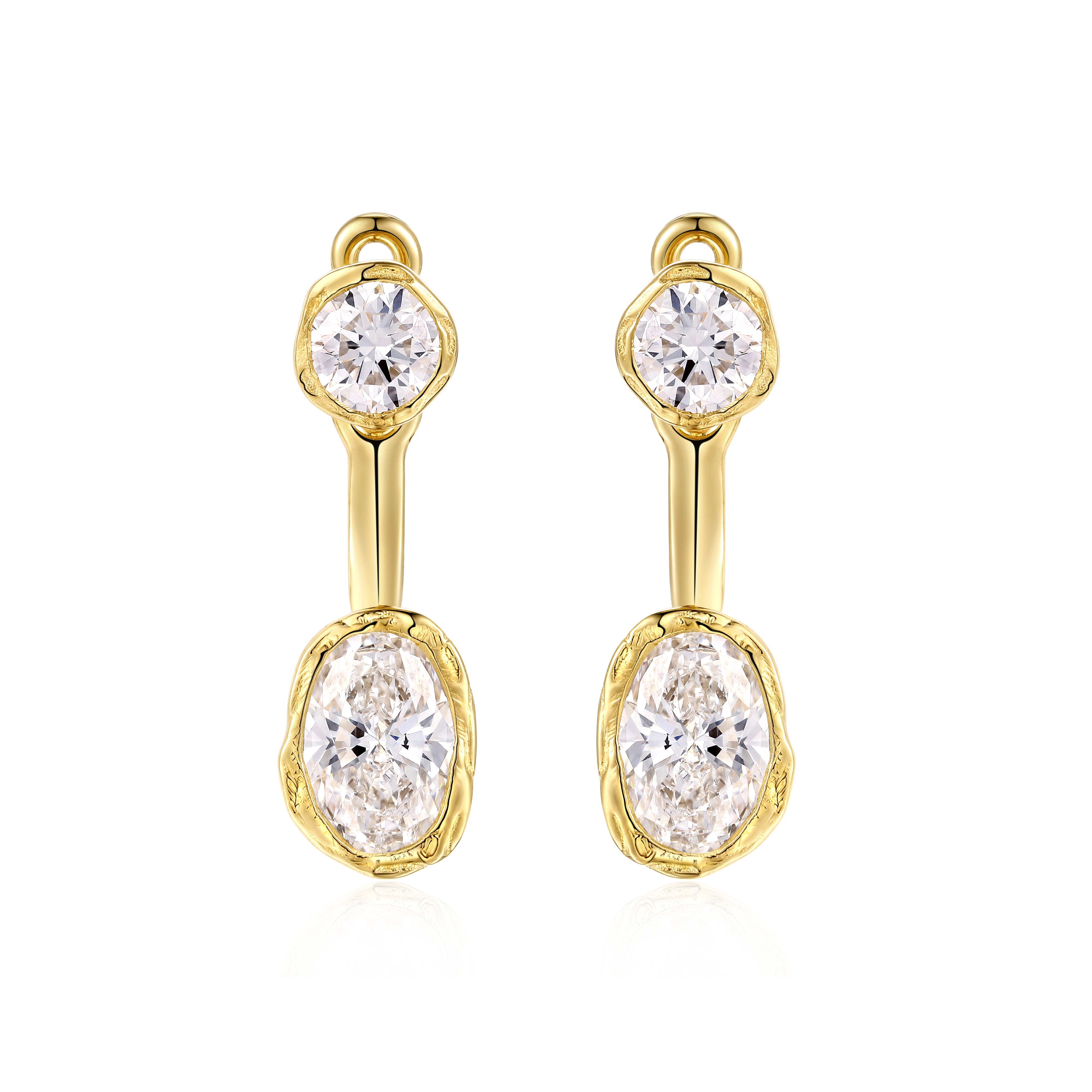 Melted Lab Diamond Earrings with Detachable Ear Jacket