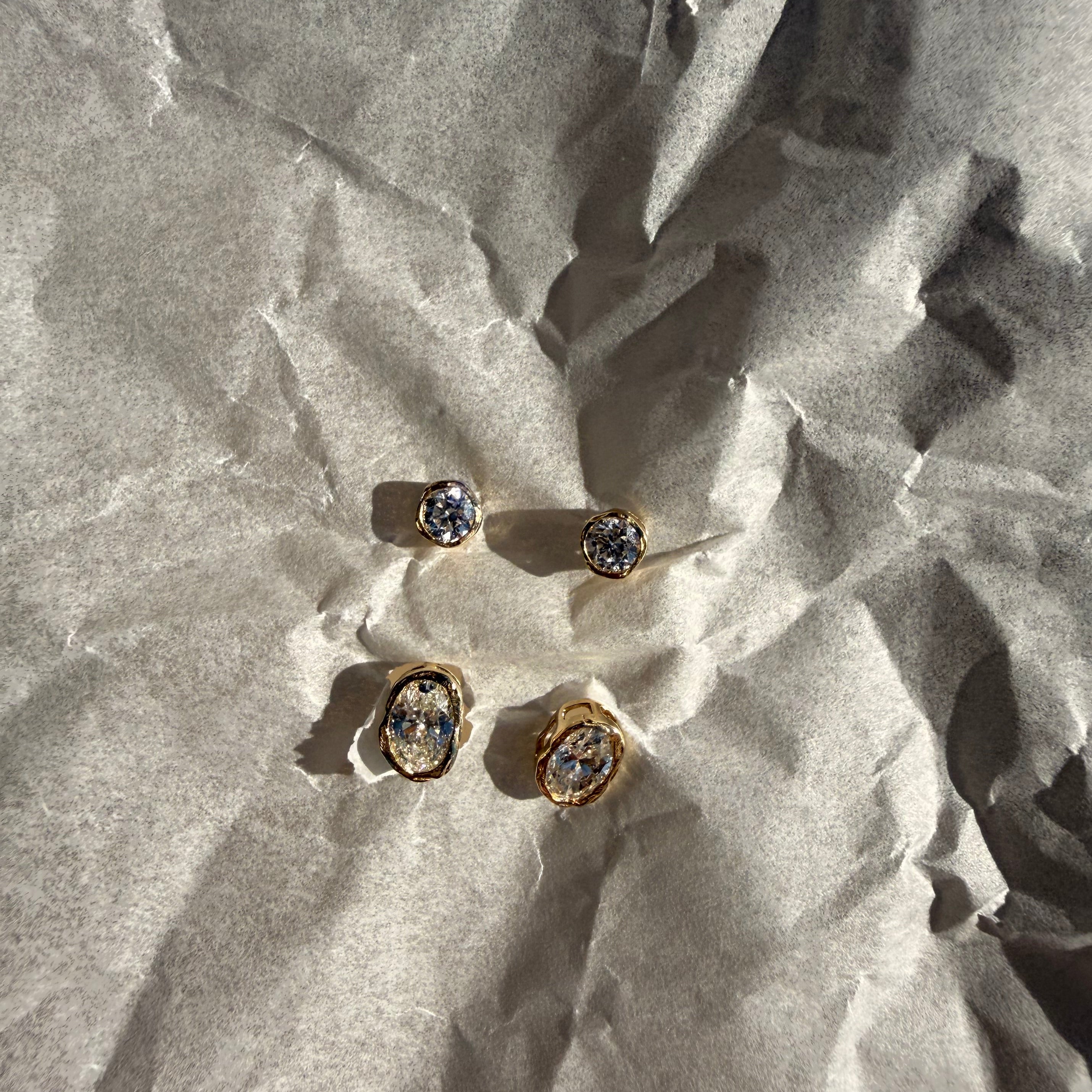Lab Diamond Stud Earrings with Detachable Ear Jacket