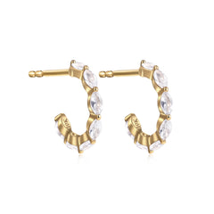 Petite Half Hoop Marquise Gold Earrings