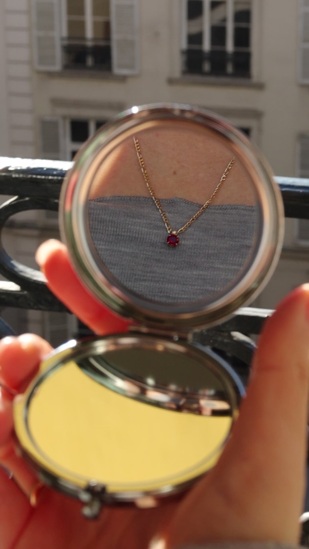 lab ruby pendant in 10 karat yellow gold with yellow gold figaro chain