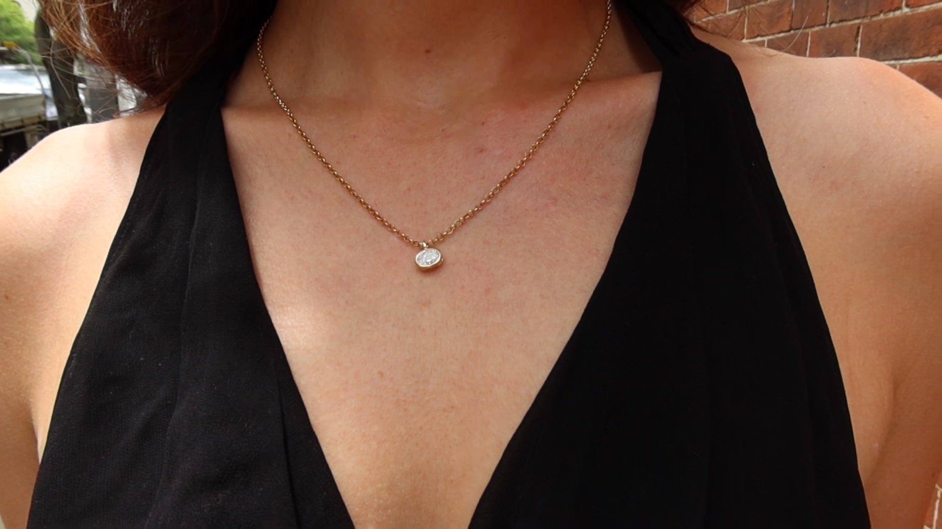 oval lab diamond pendant in 10 karat yellow gold